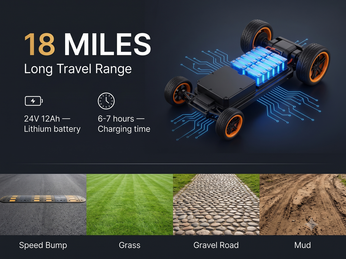 18 miles, on any ground